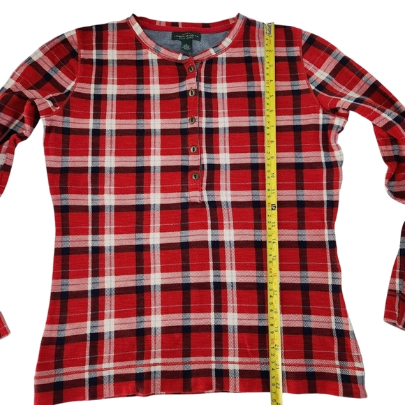 LAUREN JEANS CO. red plaid henley top small - Picture 8 of 10